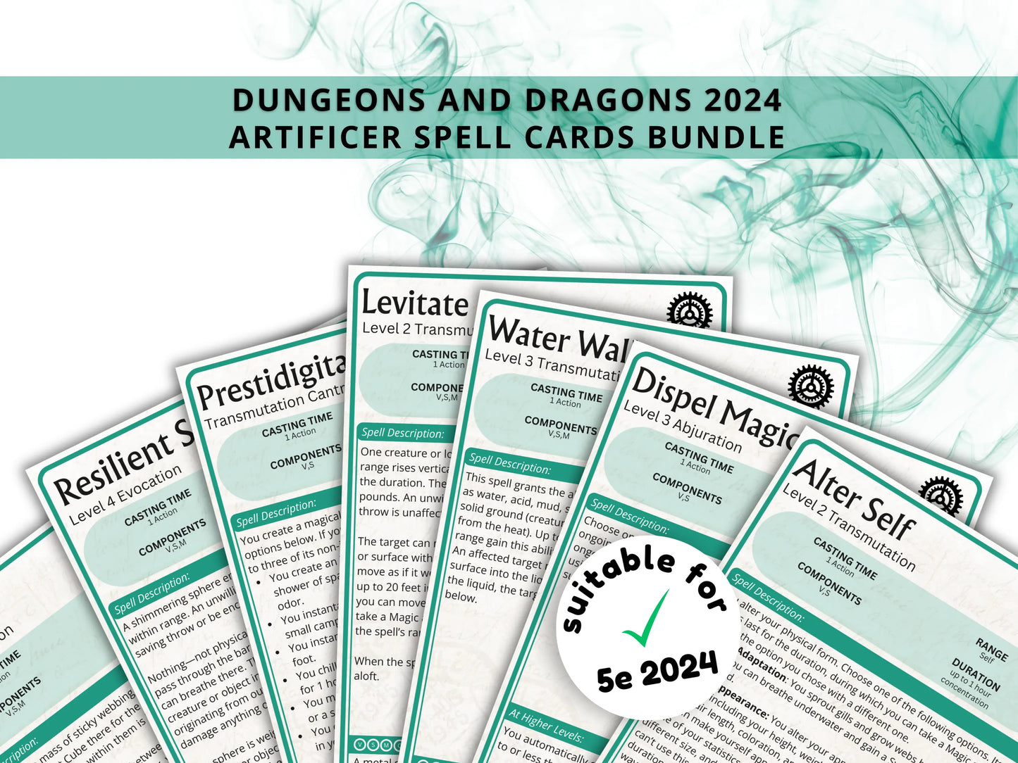 Artificer DnD Spell Cards 5e 2024 FeyWorks.co.uk