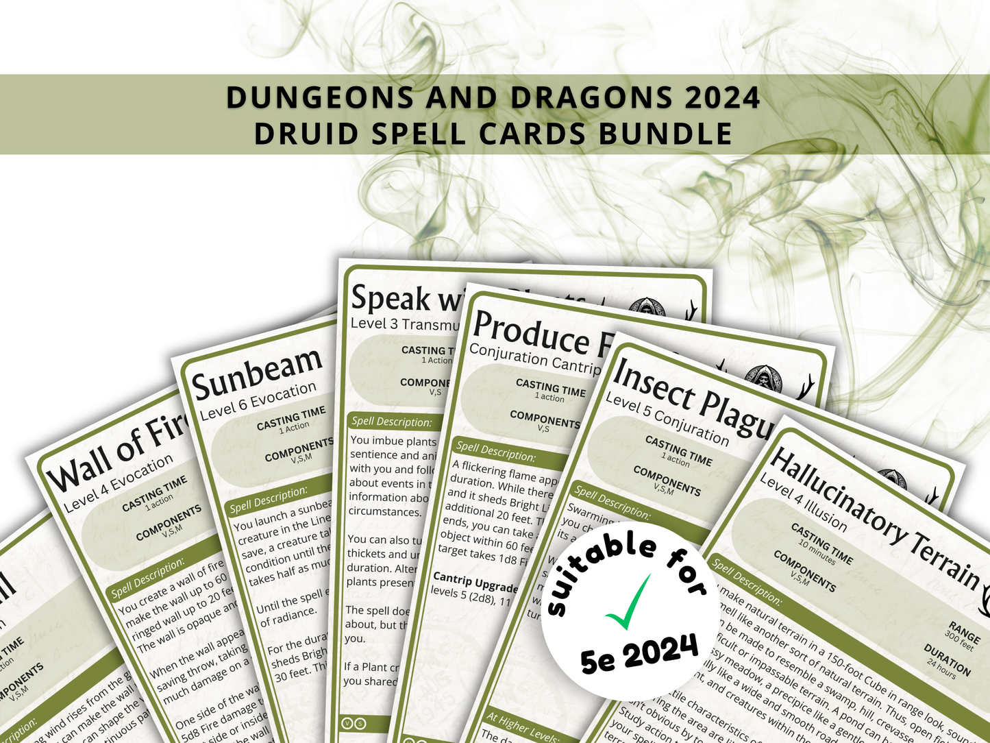 Druid DnD Spell Cards 2024