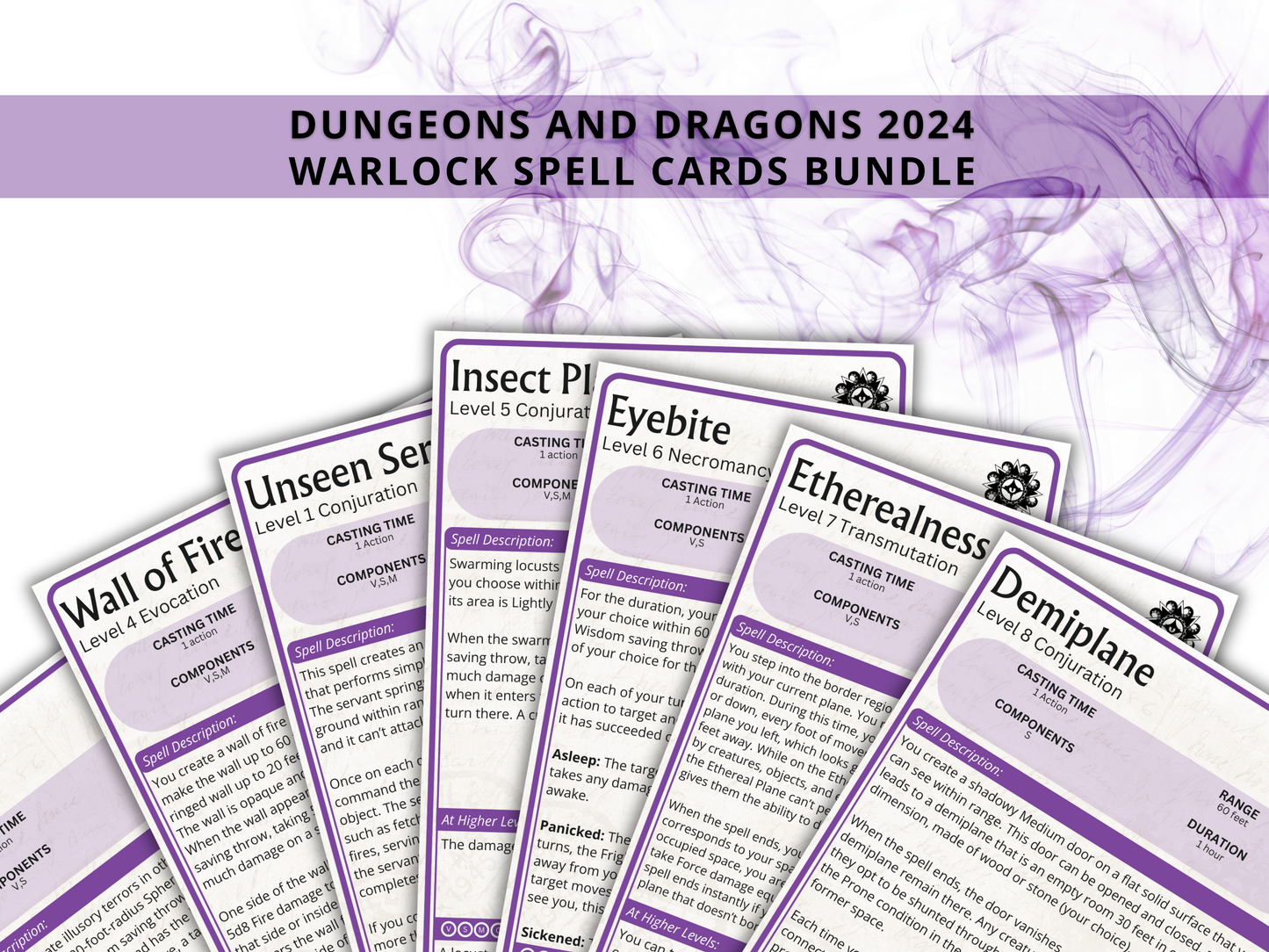Warlock DnD Spell Cards 2024