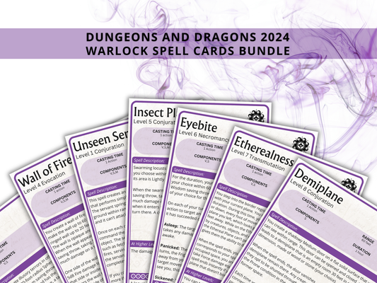 Warlock DnD Spell Cards 2024