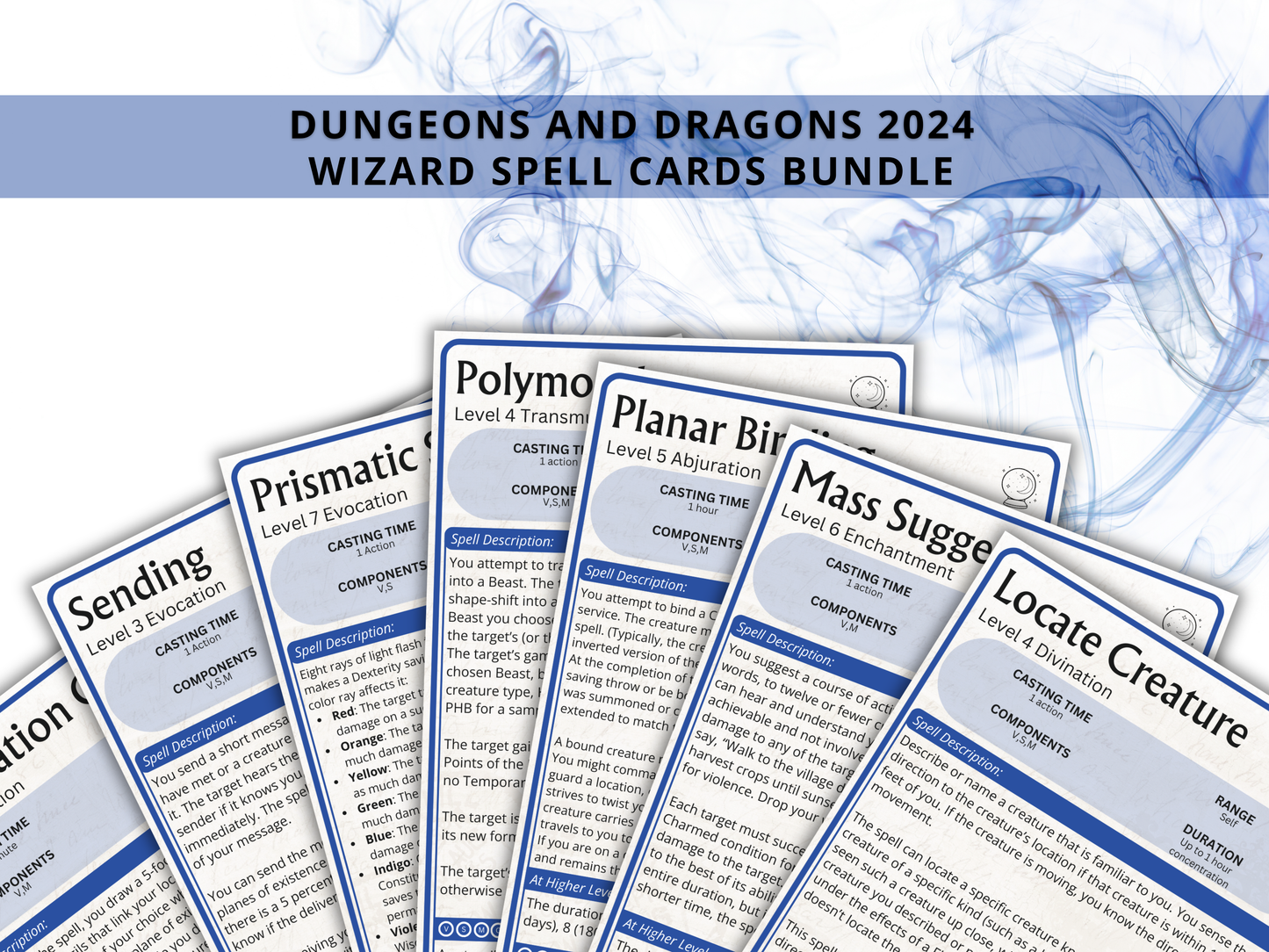 Wizard DnD Spell Cards 2024