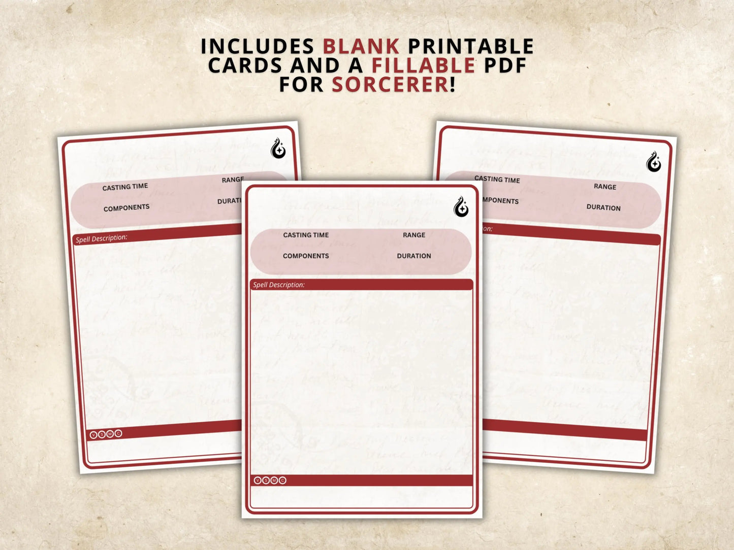 Sorcerer DnD Spell Cards 5e 2014 FeyWorks.co.uk