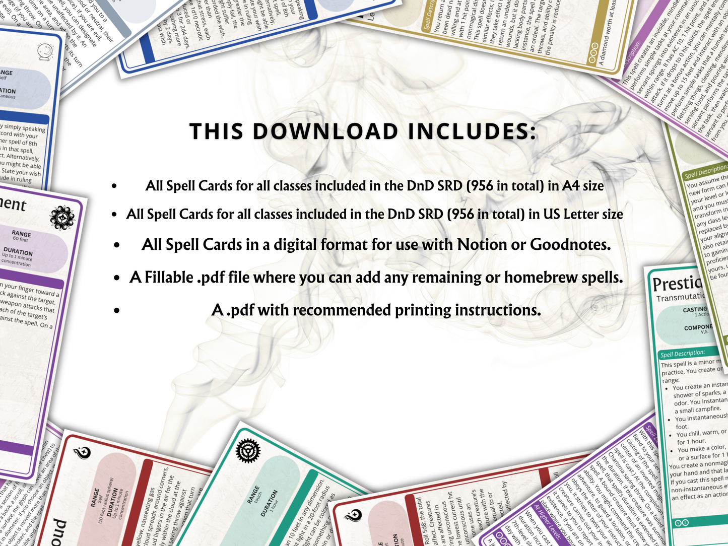 Complete DnD Spell Card Collection 5e 2024