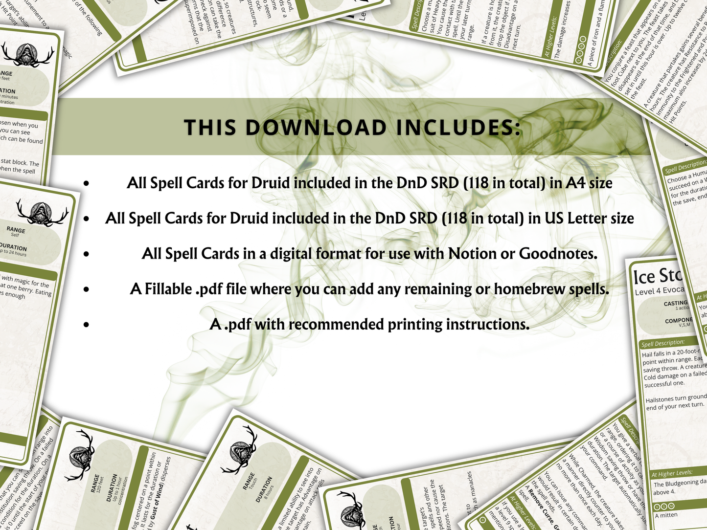Druid DnD Spell Cards 2024