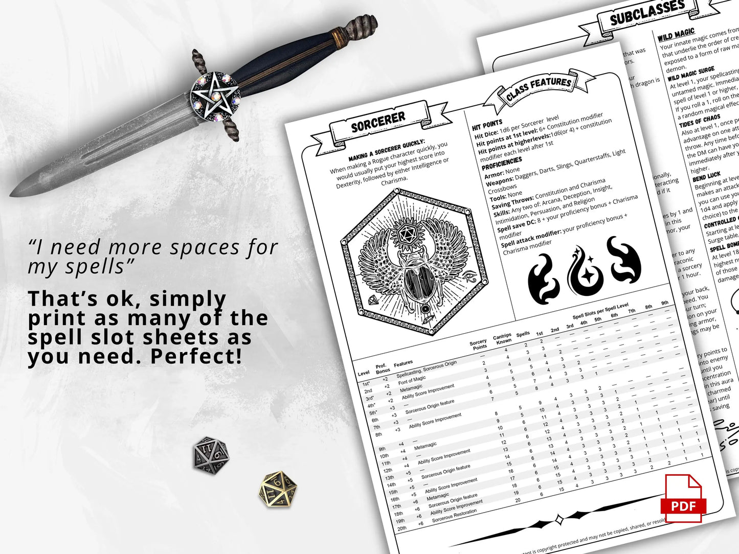 Simplified Character Sheet 5e 2014 & 5.5 2024 FeyWorks.co.uk