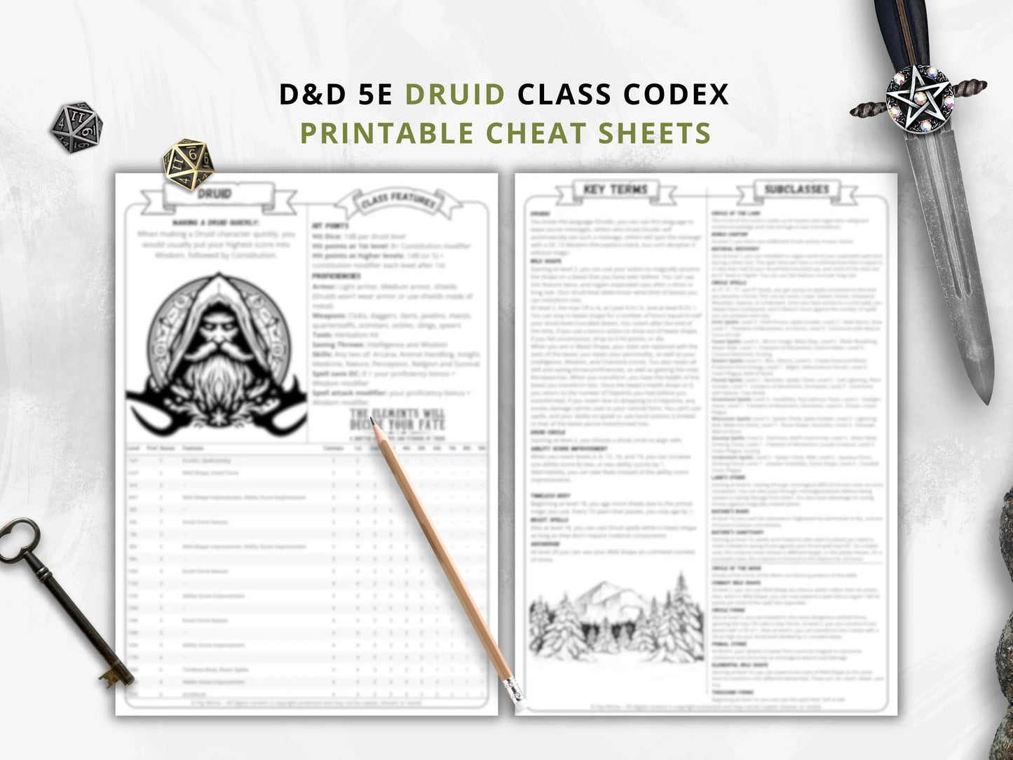 Druid 5e 2014 Reference Guide - Cheat Sheet FeyWorks.co.uk