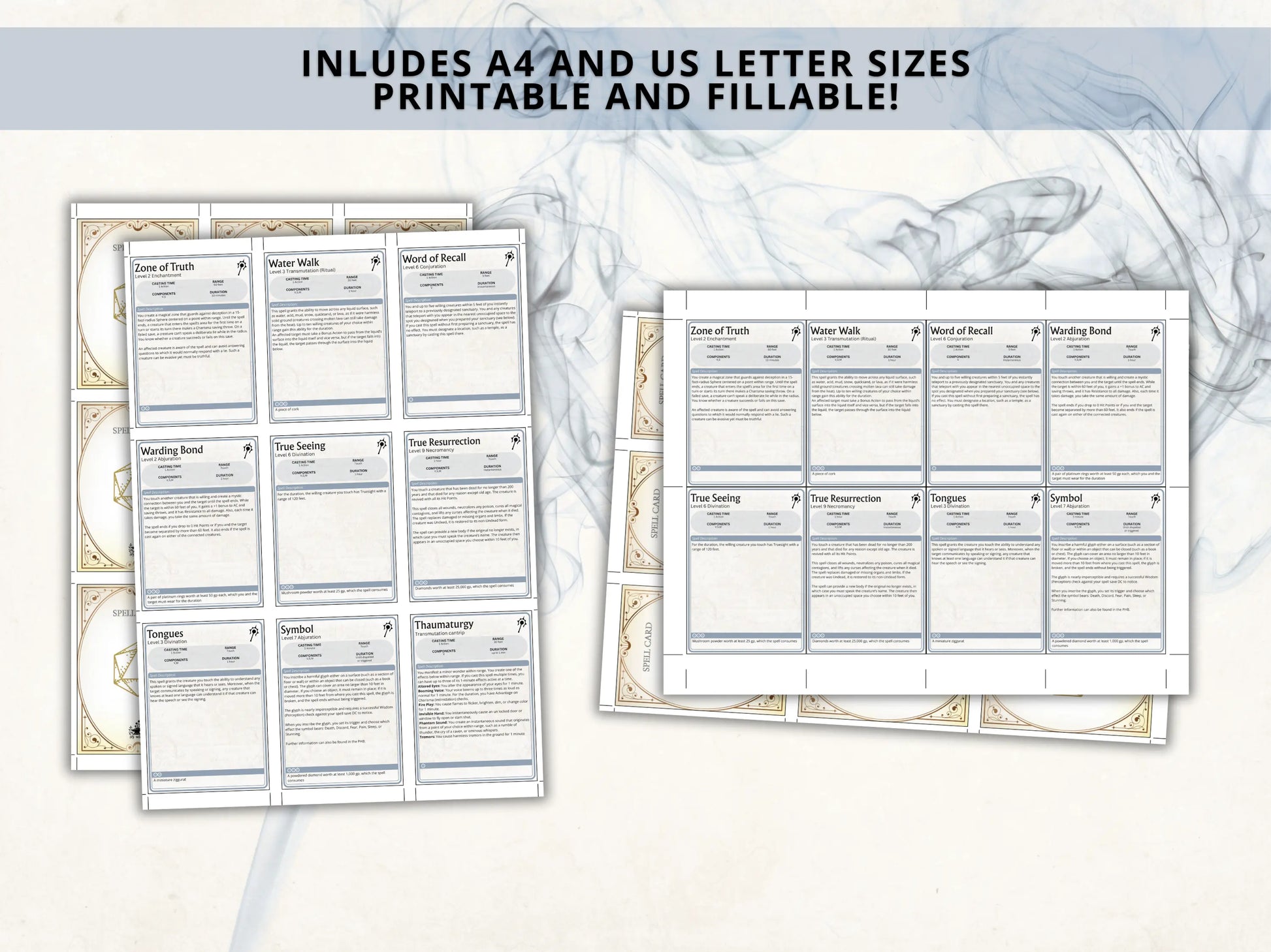 Cleric DnD Spell Cards 5e 2024 FeyWorks.co.uk