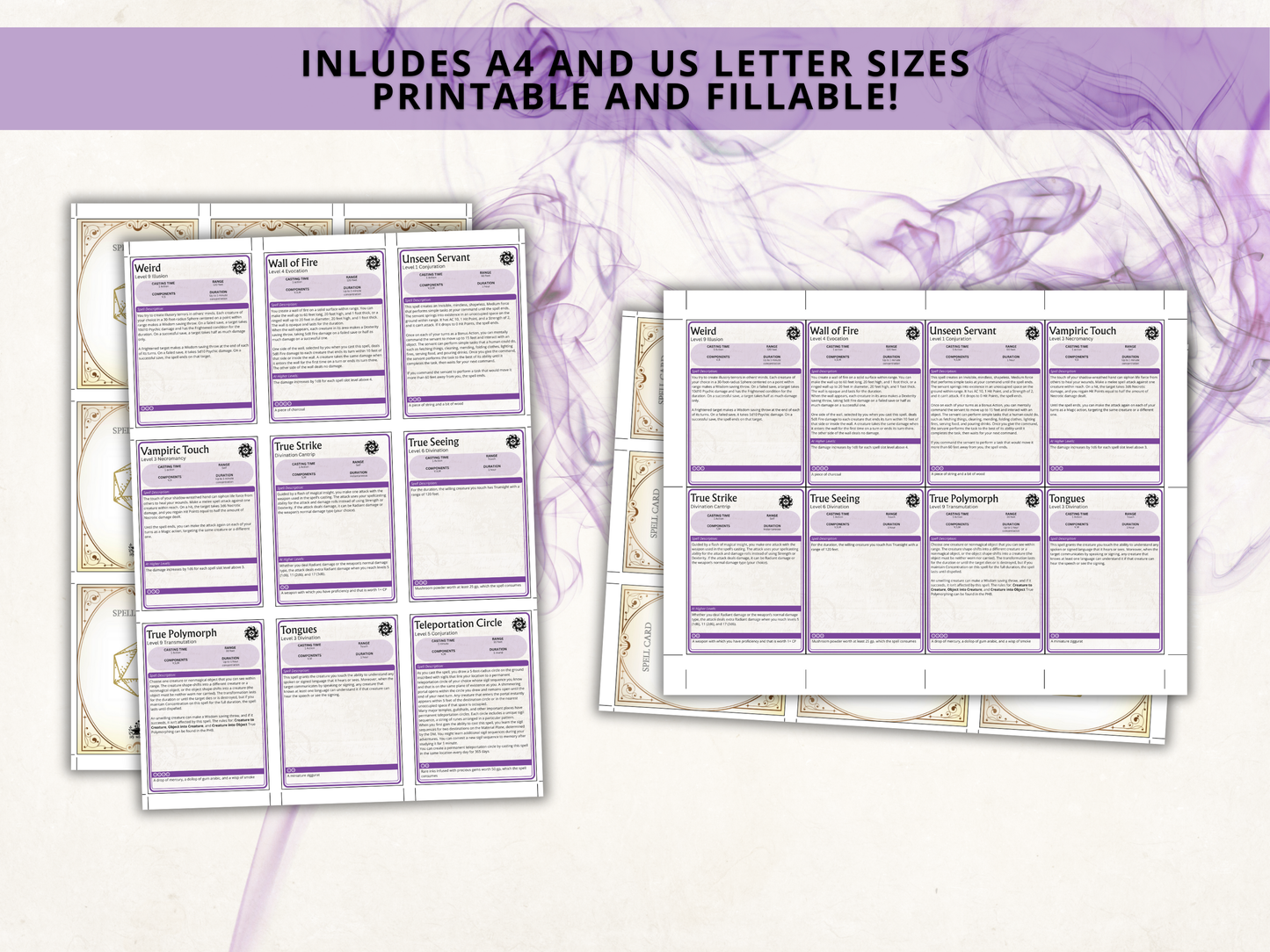 Warlock DnD Spell Cards 2024