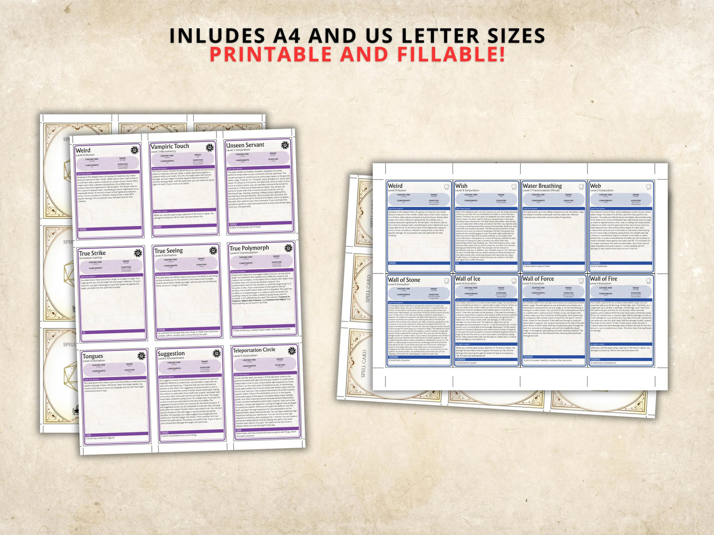 Complete DnD Spell Card Collection 5e 2014 FeyWorks.co.uk