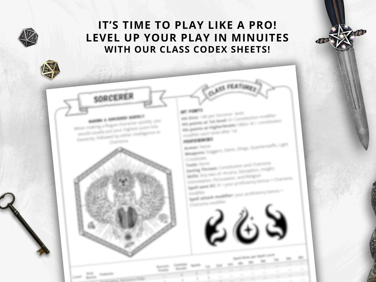 Sorcerer 5e 2014 Reference Guide - Cheat Sheet FeyWorks.co.uk