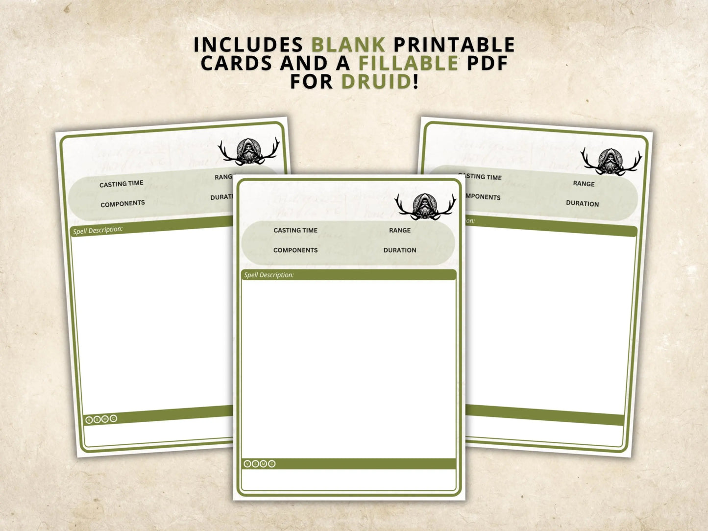 Druid DnD Spell Cards 5e 2014 FeyWorks.co.uk