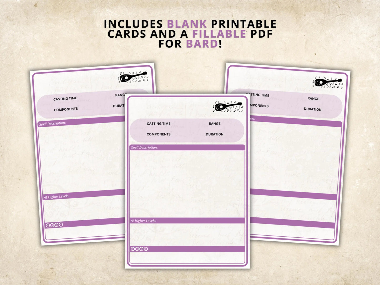 Bard DnD Spell Cards 5e 2014 FeyWorks.co.uk