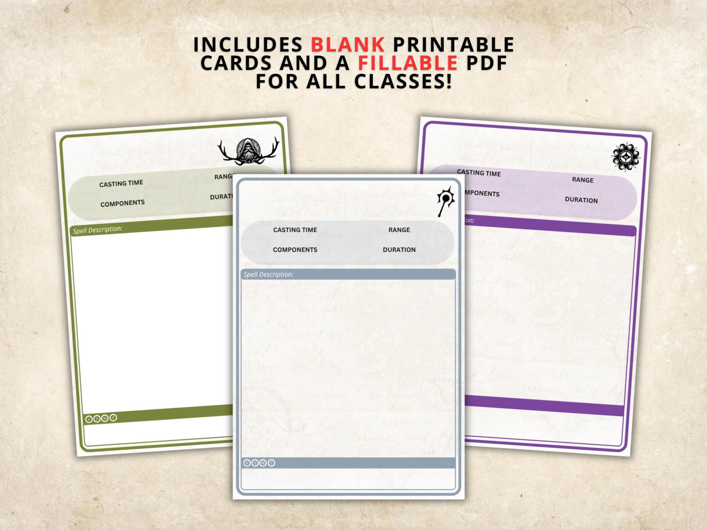 Complete DnD Spell Card Collection 5e 2014 FeyWorks.co.uk