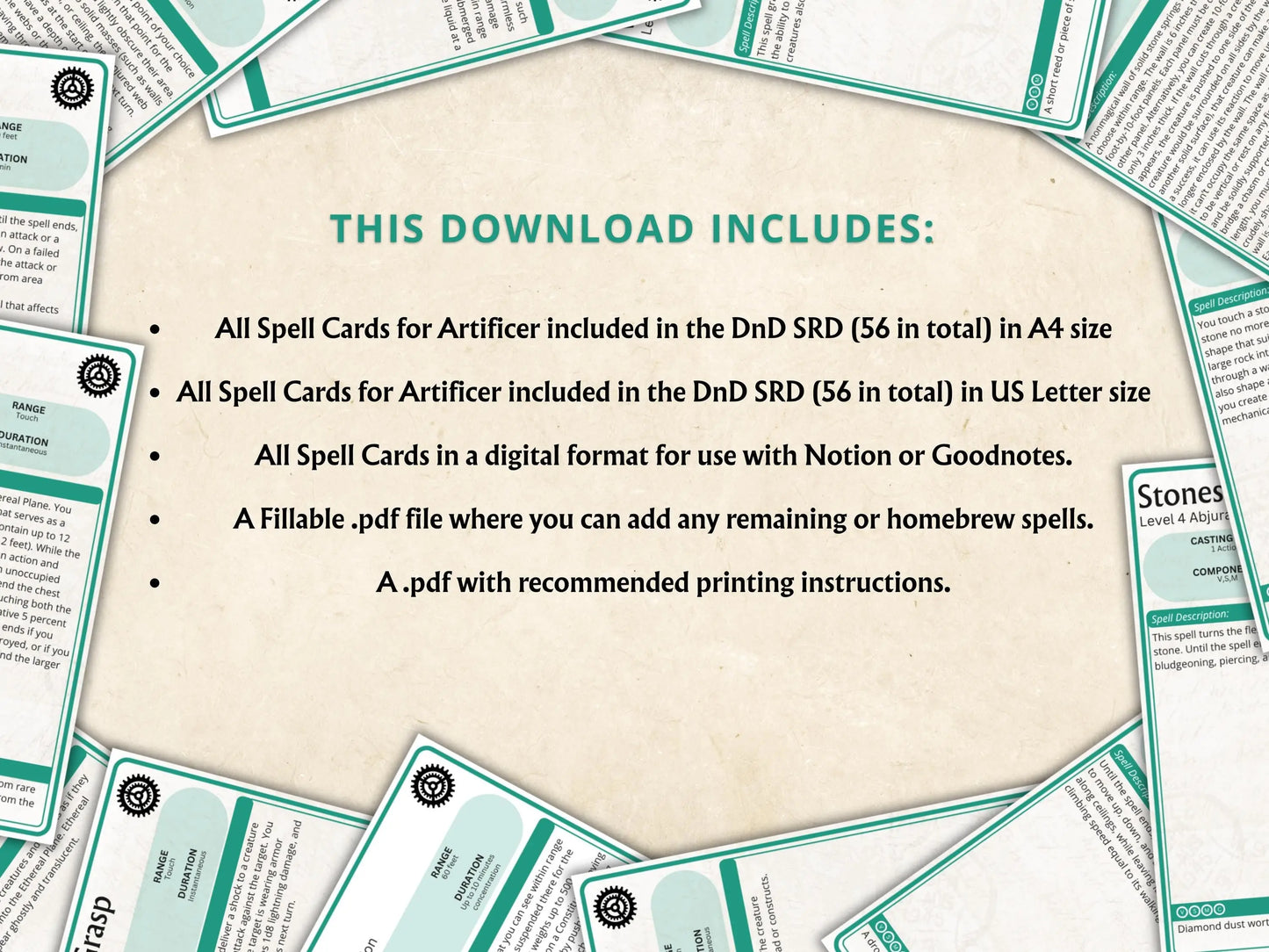Artificer DnD Spell Cards 5e 2014 FeyWorks.co.uk
