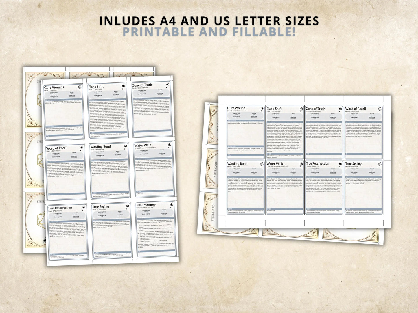 Cleric DnD Spell Cards 5e 2014 FeyWorks.co.uk
