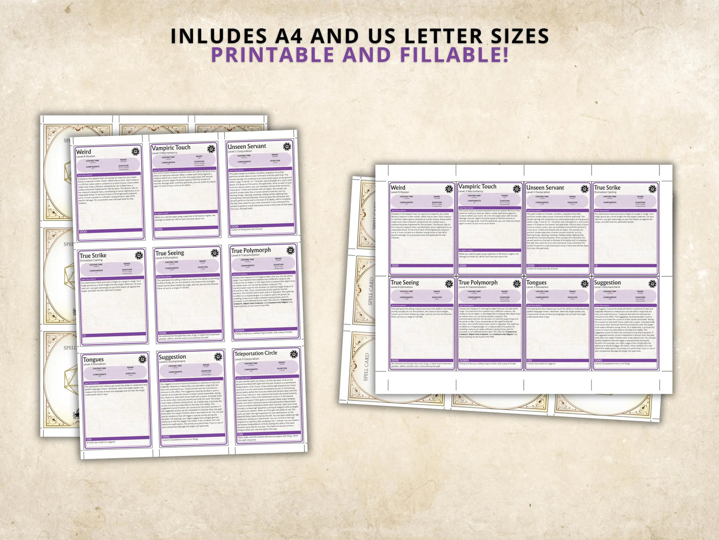 Warlock DnD Spell Cards 5e 2014 FeyWorks.co.uk