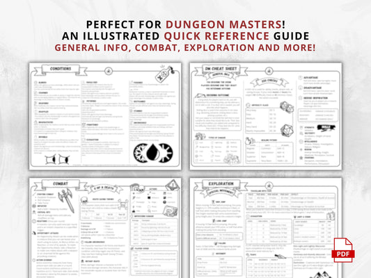 Dungeon Master 5e Cheat Sheet: Landscape Quick Reference (Printable PDF)