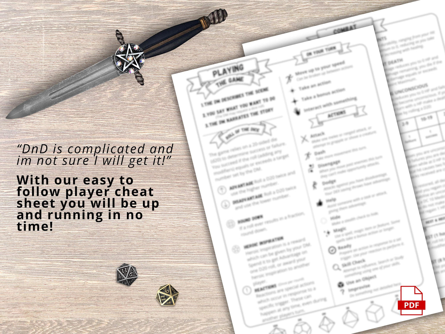 DnD 5e Player Cheat Sheet: Beginner's Guide & Reference (PDF Download)