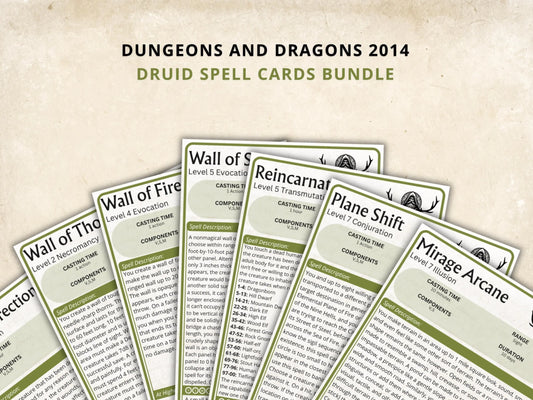 Druid DnD Spell Cards 5e 2014 FeyWorks.co.uk