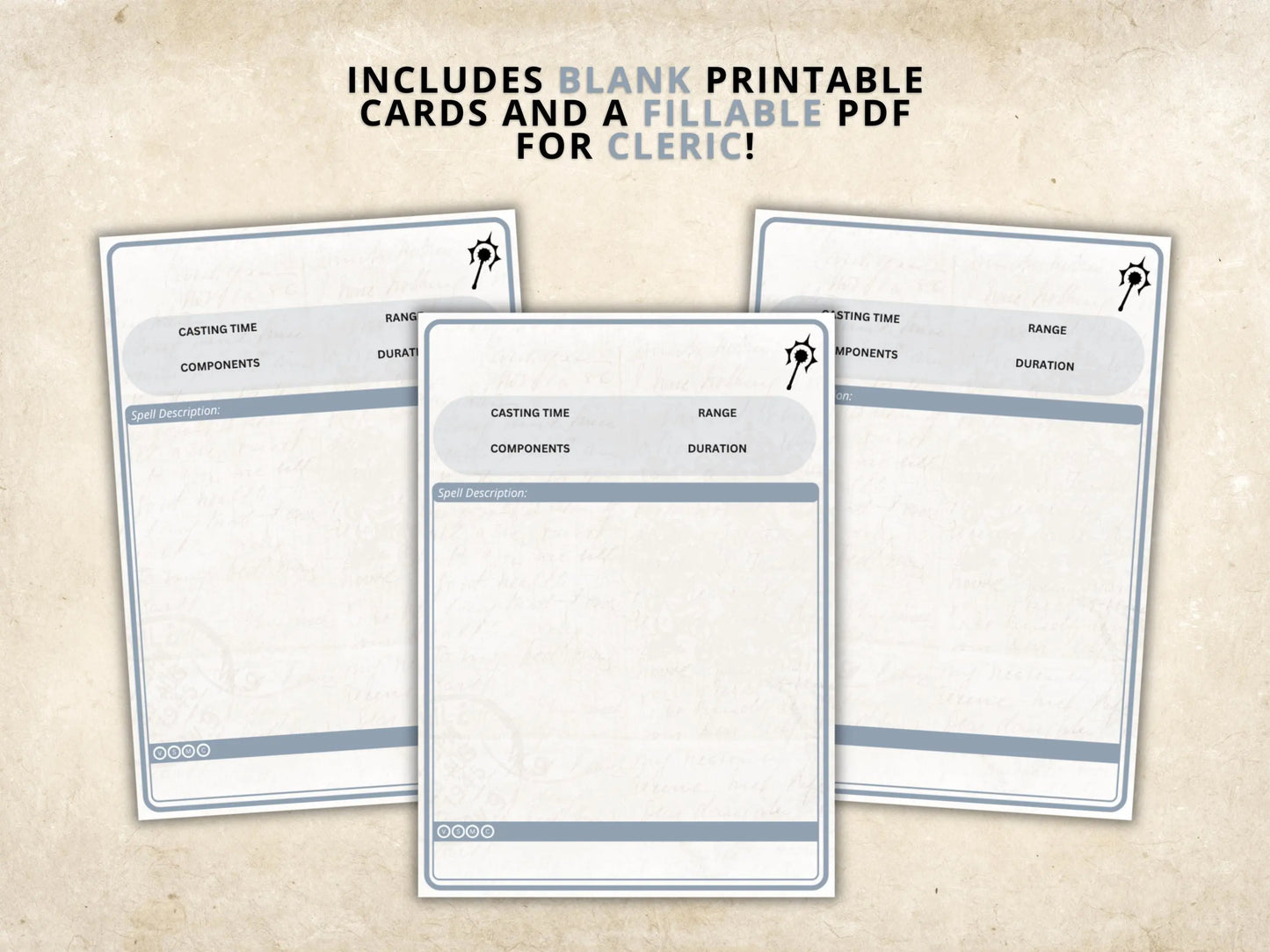 Cleric DnD Spell Cards 5e 2014 FeyWorks.co.uk