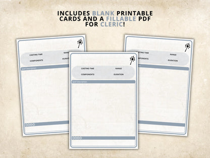 Cleric DnD Spell Cards 5e 2014 FeyWorks.co.uk