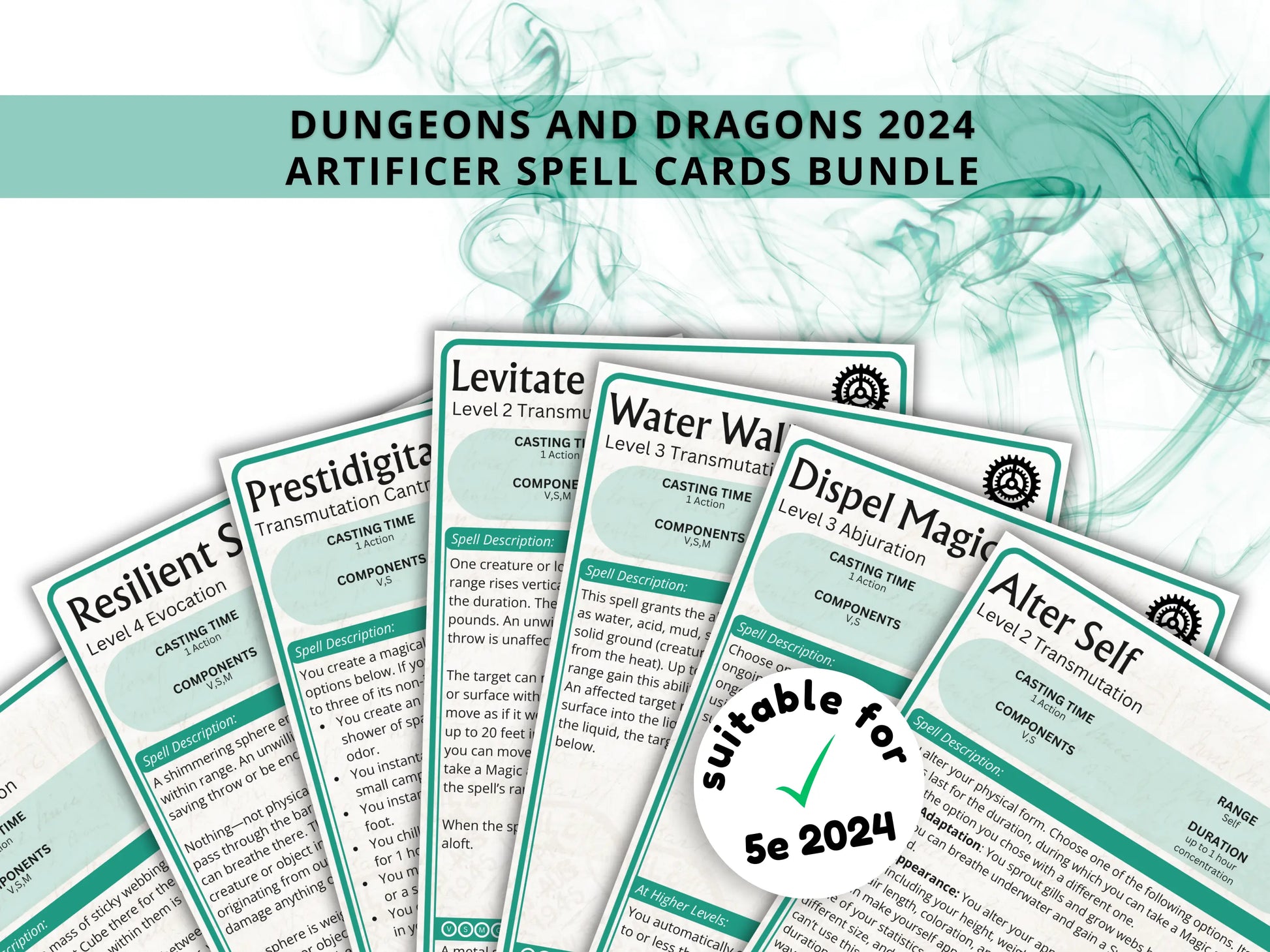 Artificer DnD Spell Cards 5e 2024 FeyWorks.co.uk
