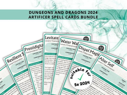 Artificer DnD Spell Cards 5e 2024 FeyWorks.co.uk