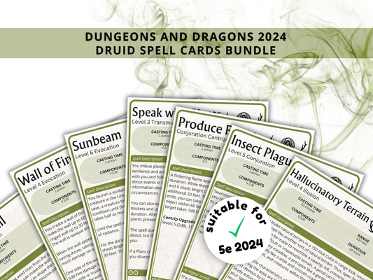 Druid DnD Spell Cards 2024