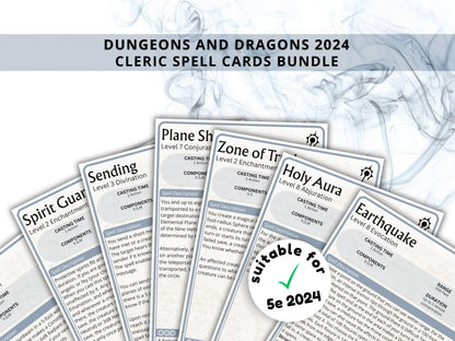 Cleric DnD Spell Cards 5e 2024 FeyWorks.co.uk