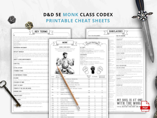 Monk 5e 2014 Reference Guide - Cheat Sheet FeyWorks.co.uk