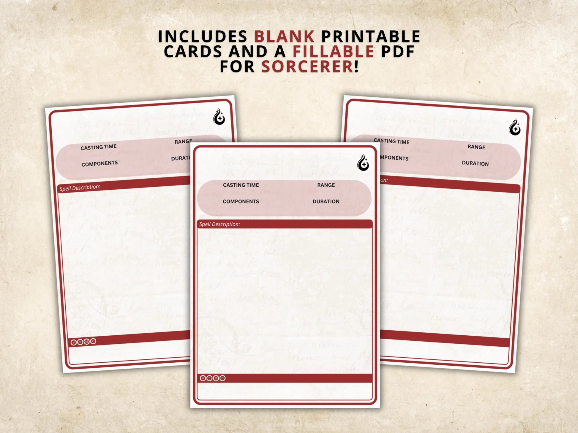 Sorcerer DnD Spell Cards 5e 2014 FeyWorks.co.uk