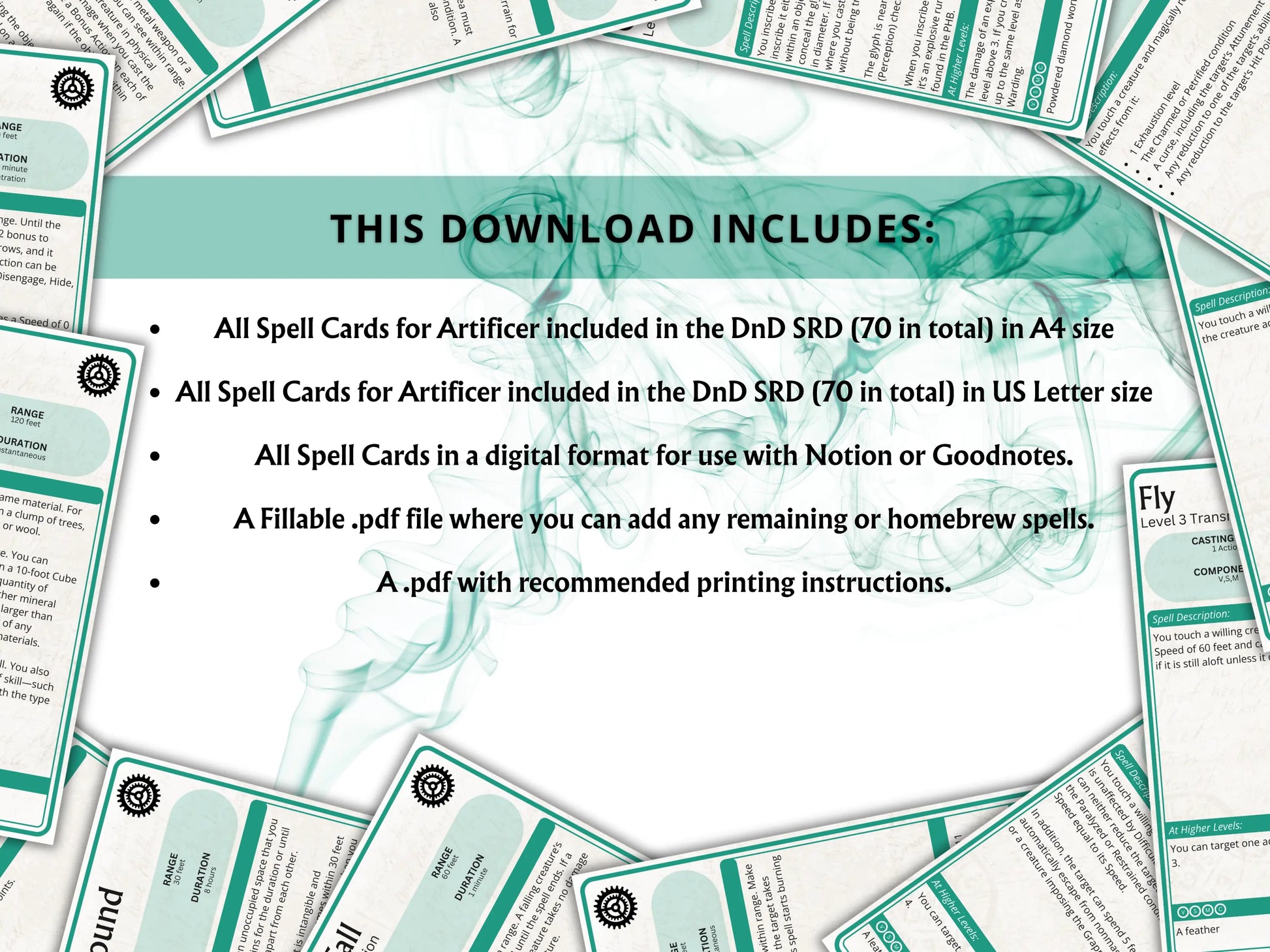 Artificer DnD Spell Cards 5e 2024 FeyWorks.co.uk