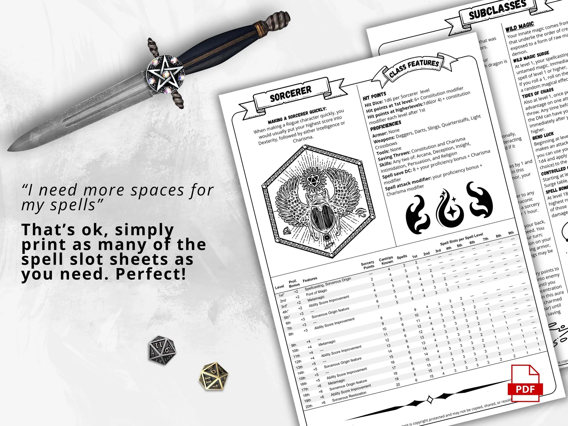 Simplified Character Sheet 5e 2014 & 5.5 2024 FeyWorks.co.uk