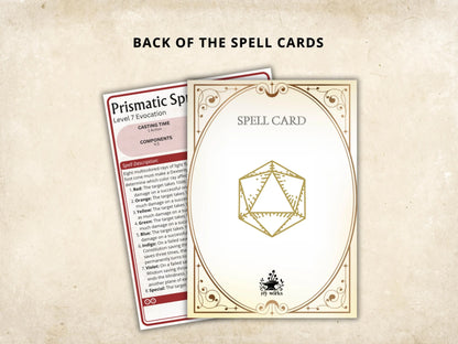 Sorcerer DnD Spell Cards 5e 2014 FeyWorks.co.uk