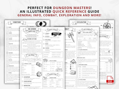 Dungeon Master Cheat Sheet 5e 2014 Portrait FeyWorks.co.uk