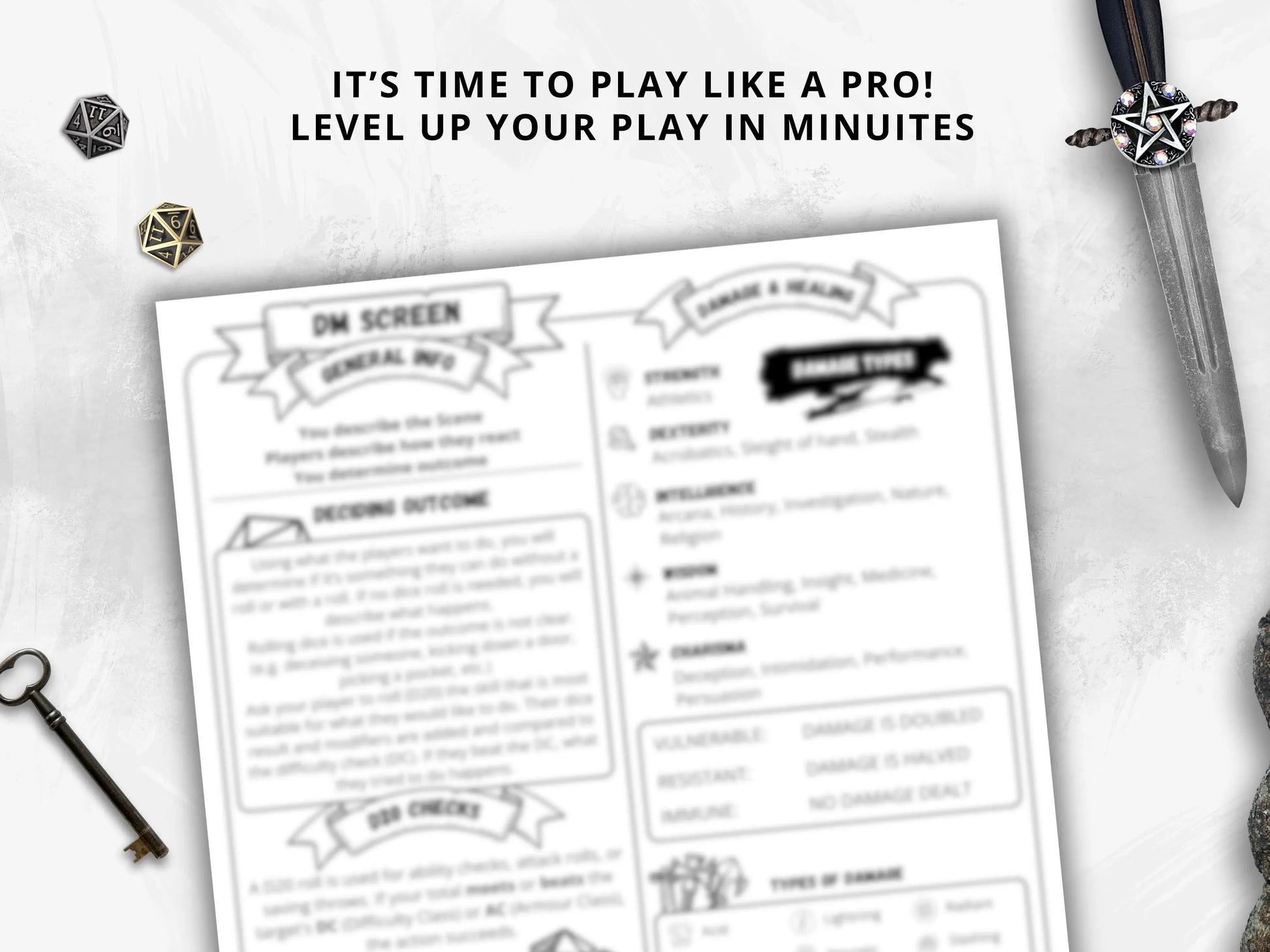 Dungeon Master Cheat Sheet 5e 2014 Portrait FeyWorks.co.uk