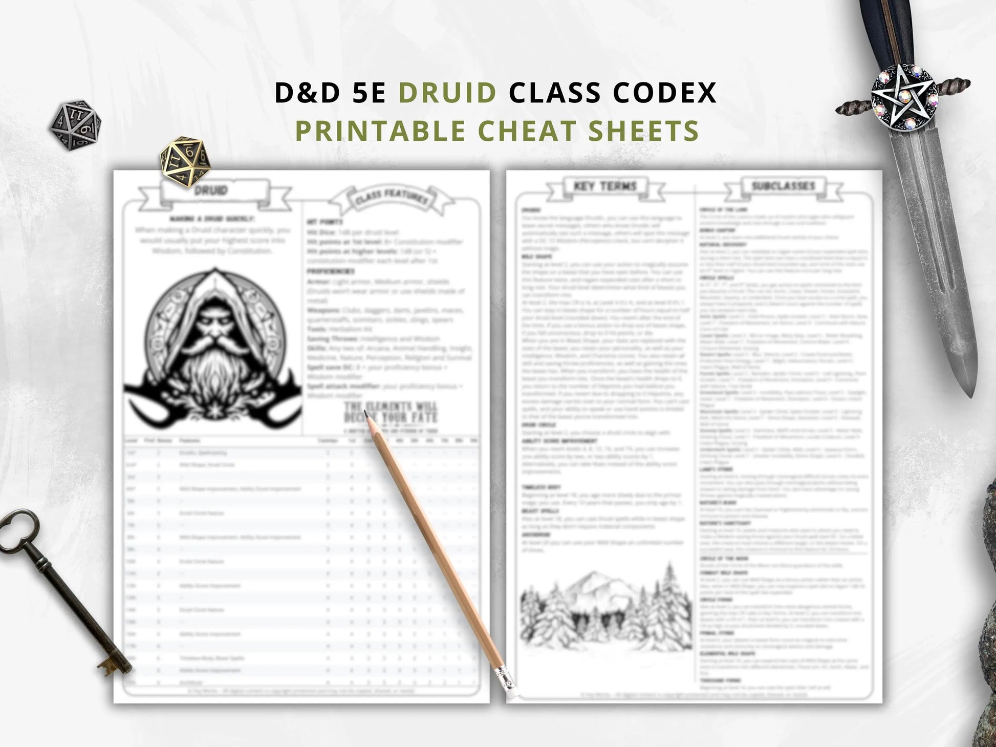 Druid 5e 2014 Reference Guide - Cheat Sheet FeyWorks.co.uk