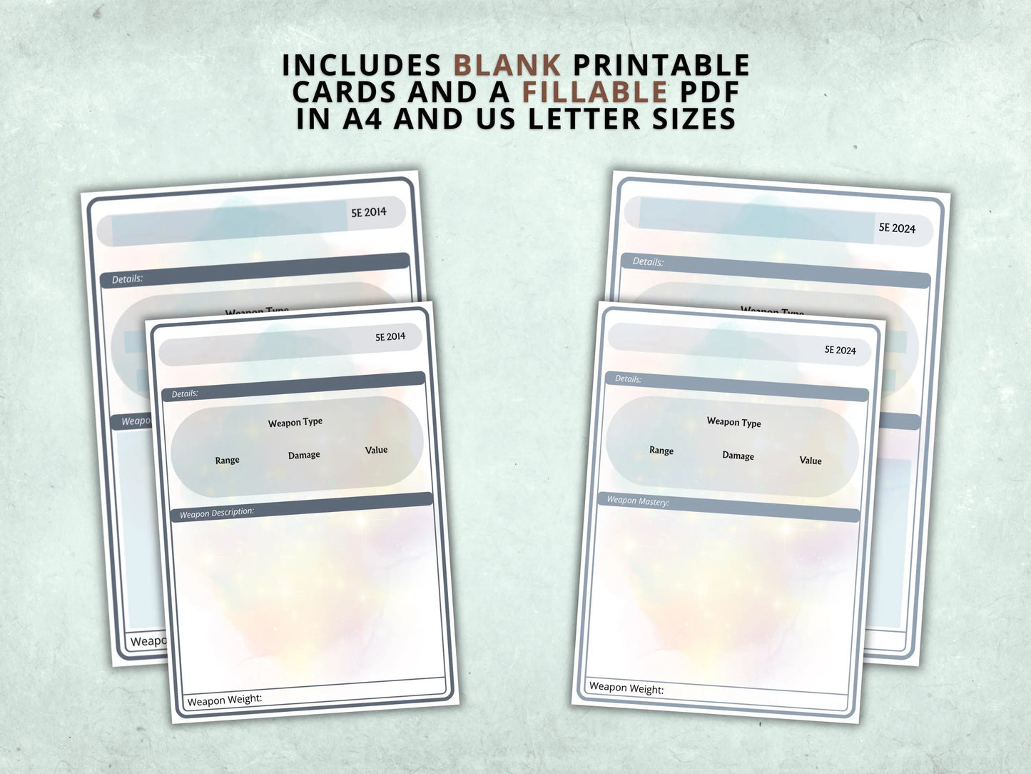 Complete DnD Weapon Cards Bundle 5e 2014 & 5.5 2024 FeyWorks.co.uk