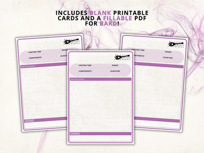 Bard DnD Spell Cards 5e 2024 FeyWorks.co.uk