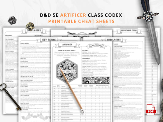 Artificer 5e 2014 Reference Guide - Cheat Sheet FeyWorks.co.uk