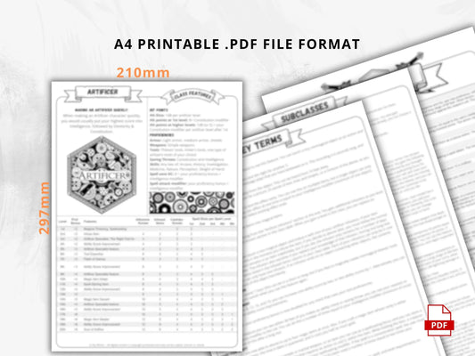 Artificer 5e 2014 Reference Guide - Cheat Sheet FeyWorks.co.uk