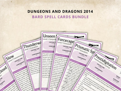 Bard DnD Spell Cards 5e 2014 FeyWorks.co.uk
