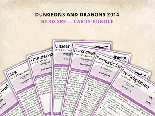 Bard DnD Spell Cards 5e 2014 FeyWorks.co.uk
