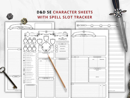 Simplified Character Sheet 5e 2014 & 5.5 2024 FeyWorks.co.uk