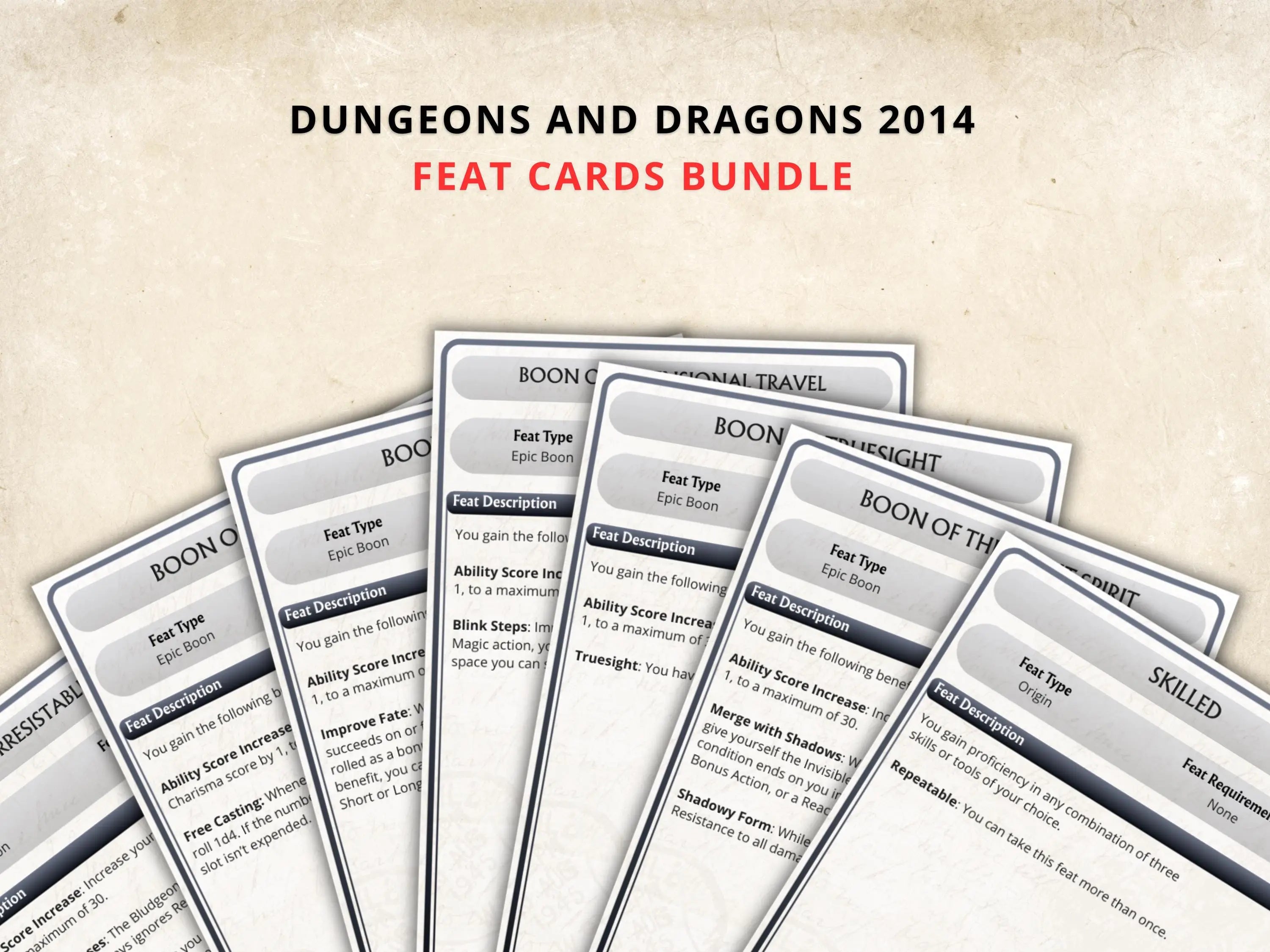 DnD Feat Cards 5e 2014 & 5.5 2024 FeyWorks.co.uk