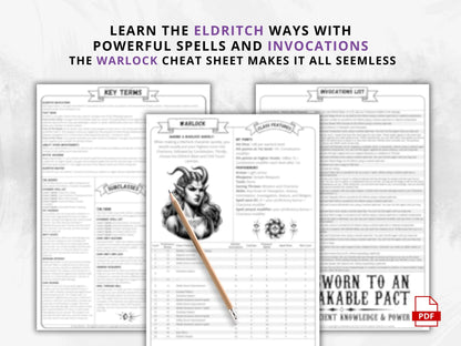 Warlock 5e 2014 Reference Guide - Cheat Sheet FeyWorks.co.uk