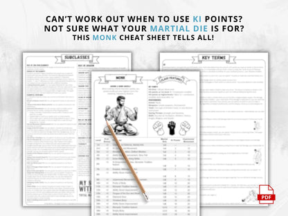 Monk 5e 2014 Reference Guide - Cheat Sheet FeyWorks.co.uk
