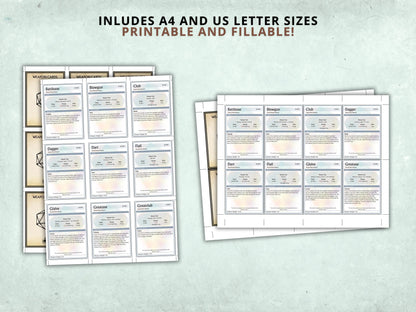 Complete DnD Weapon Cards Bundle 5e 2014 & 5.5 2024 FeyWorks.co.uk