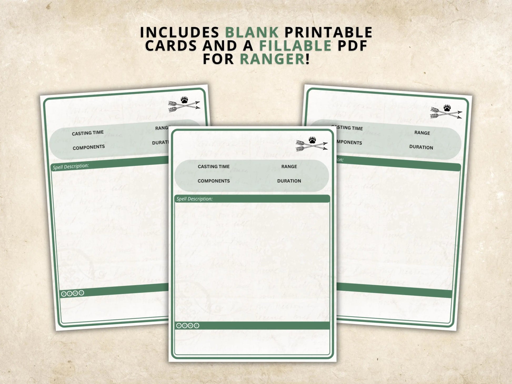 Ranger DnD Spell Cards 5e 2014 FeyWorks.co.uk
