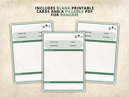Ranger DnD Spell Cards 5e 2014 FeyWorks.co.uk